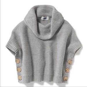 Funnel neck knit sweater poncho